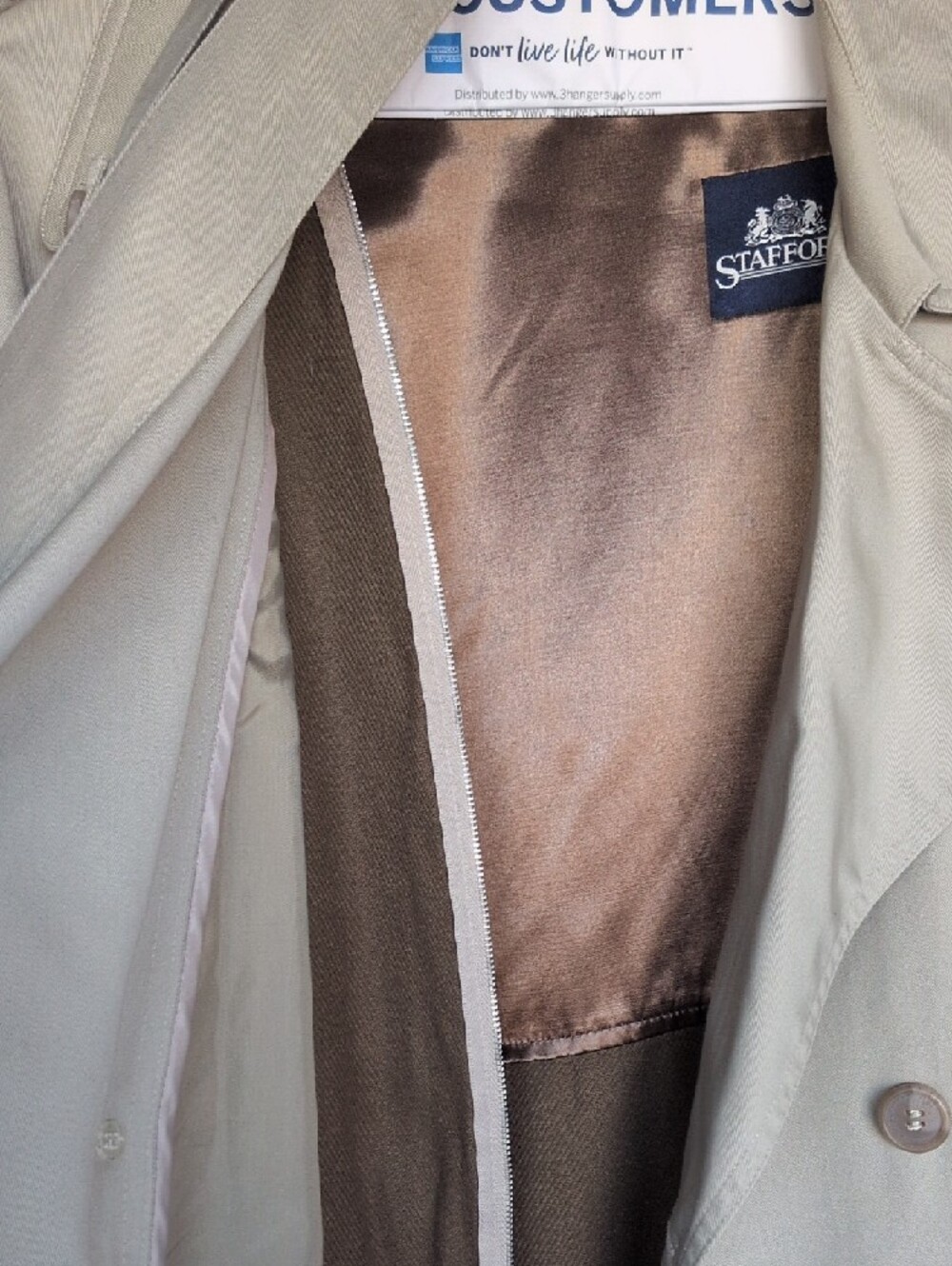 Stafford Beige Double-Breasted Trench Coat with Tie Belt - Picture 4 of 7
